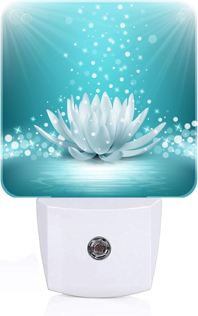 Sparkle Blue Zen Lotus Flower Night Light, Plug Into Wall Decor by Unknown