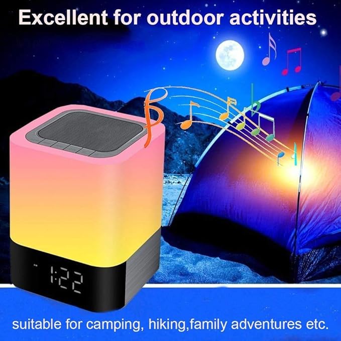 Night Lights Bluetooth Speaker, Alarm Clock Bluetooth Speakers Touch Sensor - Image 7
