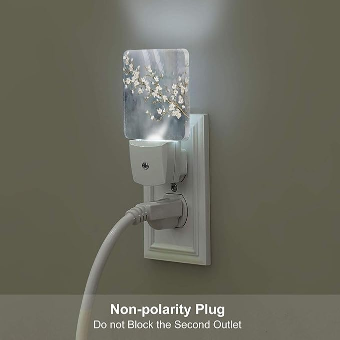 Pure White Flower Night Light, Plug-in Nightlights Auto Sensor Night Lamp Dusk - Image 5