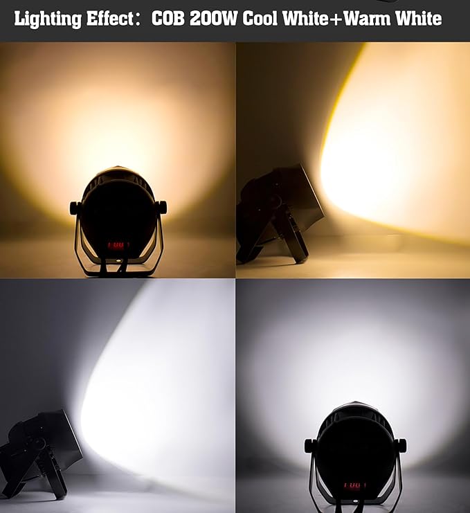 SHEHDS 200W Par Lights COB Uplights, IP65 Waterproof, Cool White + Warm White - Image 3