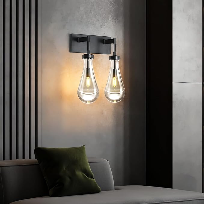 Raindrop Wall Sconces Black Crystal Sconces Wall Decor Modern Brass Lighting - Image 6