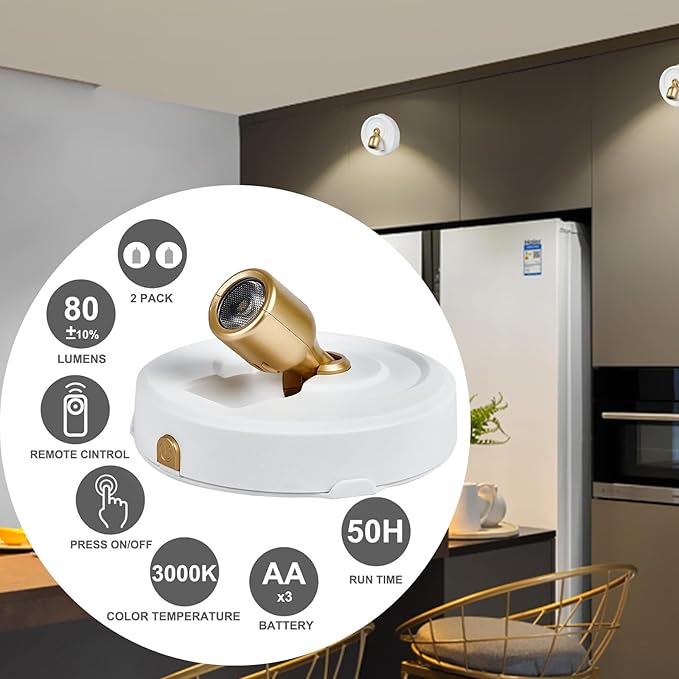 4-Pack LED Spotlight Battery Operated Picture Lights, Wireless Puck Lights - Image 2