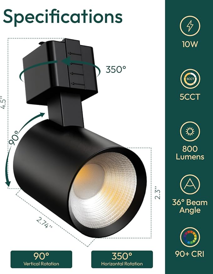 ALAMPEVER 12 Pack LED Track Lighting Heads, Dimmable J Type LED Track Lights - Image 5