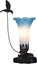 Bieye LL04 Hummingbird Flying Over Lily Flower Blown Glass Table Lamp by Bieye