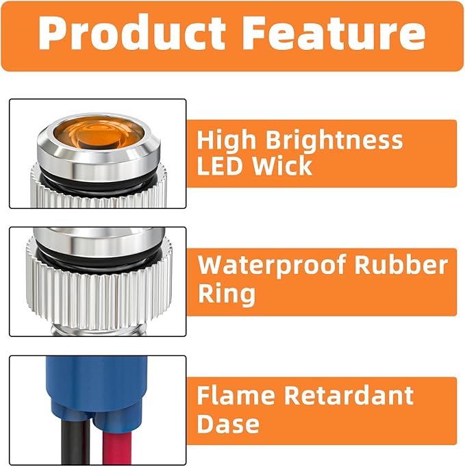 GASHER 5 PCS Energy Saving Indicator Light, LED Light 12V/24V/110V 20mA Panel - Image 4