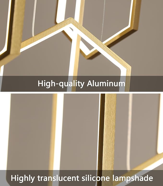 6-Rings Chandelier Modern, Dimmable Flush Mount High Ceiling Chandeliers - Image 9