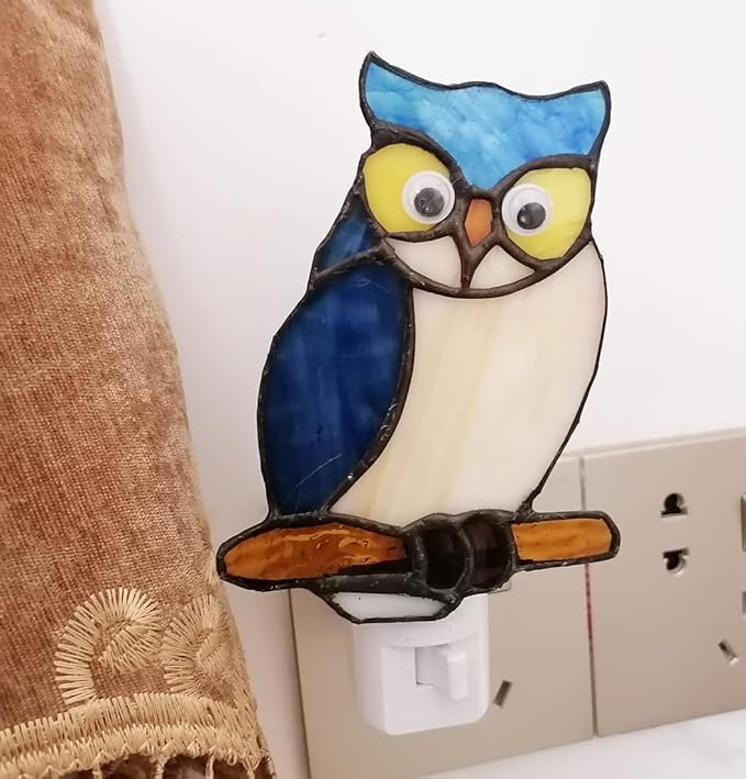 HUIMIEJU Colored Glass Owl Night Light, Children's Room Animal Night Light - Image 4