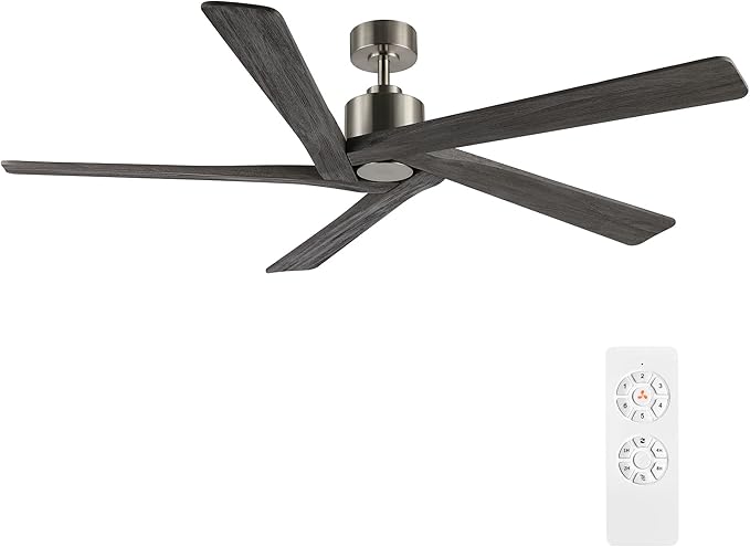 WINGBO 64 Inch DC Ceiling Fan without Lights, 5 Reversible Carved Solid Wood by HomePage