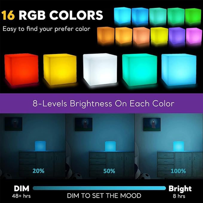 4-inch LED Cube Light, 16 RGB Color Changing Tesseract Cube Lamp - Image 2