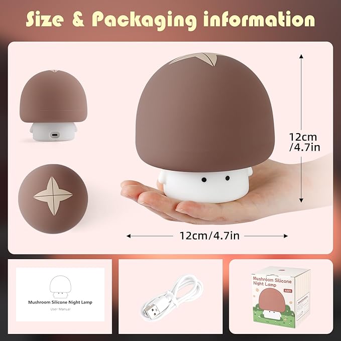 YISUN Mushroom Night Light, Cute Silicone Nightlight - Image 4