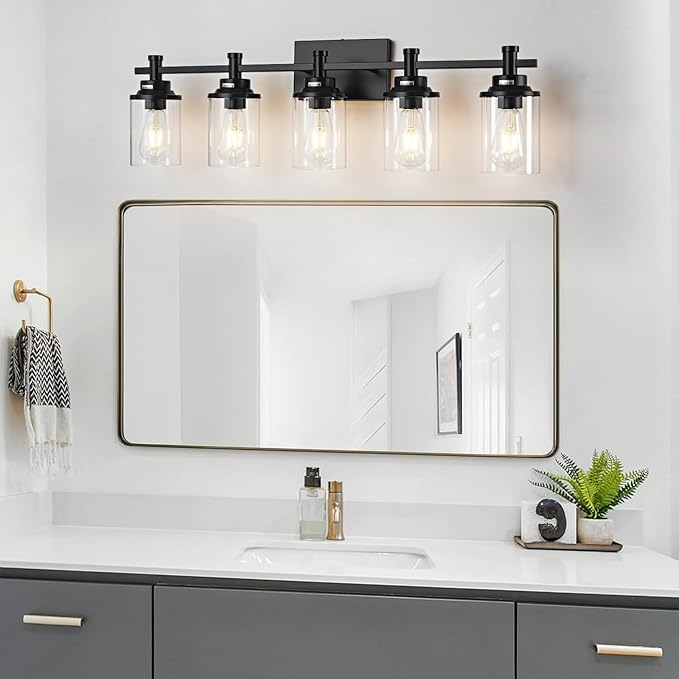 5-Light Black Bathroom Vanity Light, Modern Lighting Fixture - Image 6