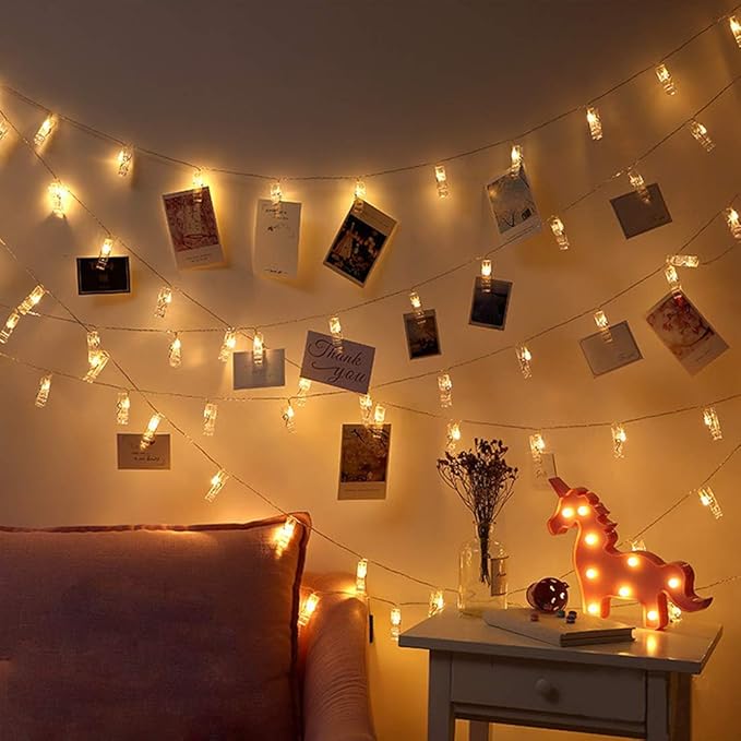 Dopheuor Photo Clip String Lights LED Battery Operated Starry Fairy Copper - Image 3