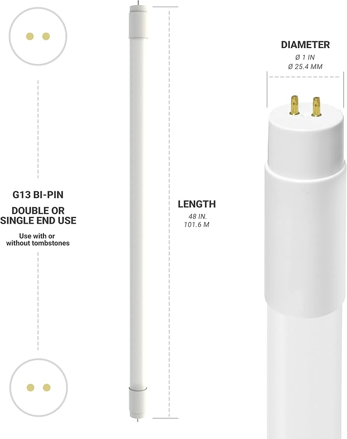 NUWATT 30 Pack 4 FT LED T8 Tube Light, T10 T12 Hybrid Type A+B, 3000K Warm White - Image 7