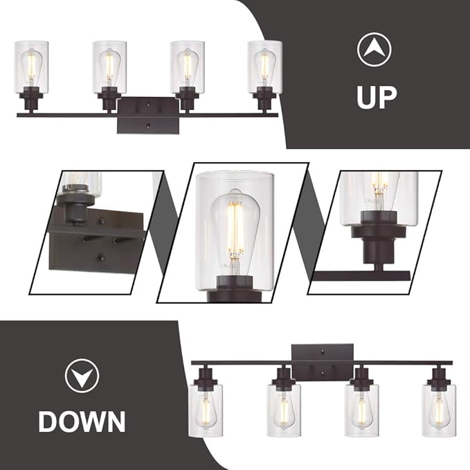 MELUCEE 4 Lights Wall Sconce Lighting Oil Rubbed Bronze Finished - Image 6