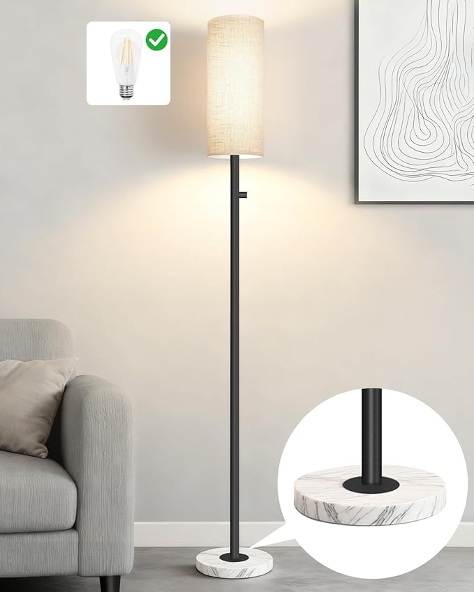 Upgraded Floor Lamp for Living Room, Dimmable Black Floor Lamp by Aulaiyi