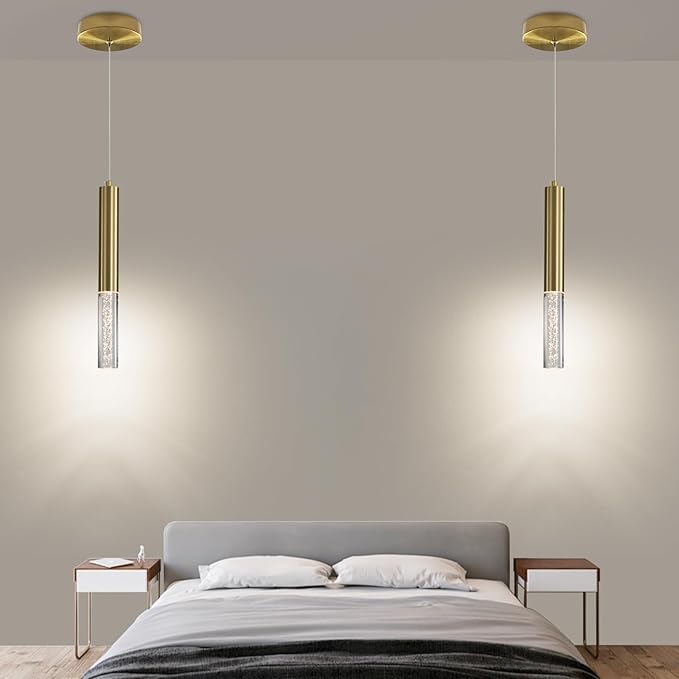 3 Pack Gold Linear LED Pendant Lights, Modern Minimalist Hanging Light Fixtures - Image 7