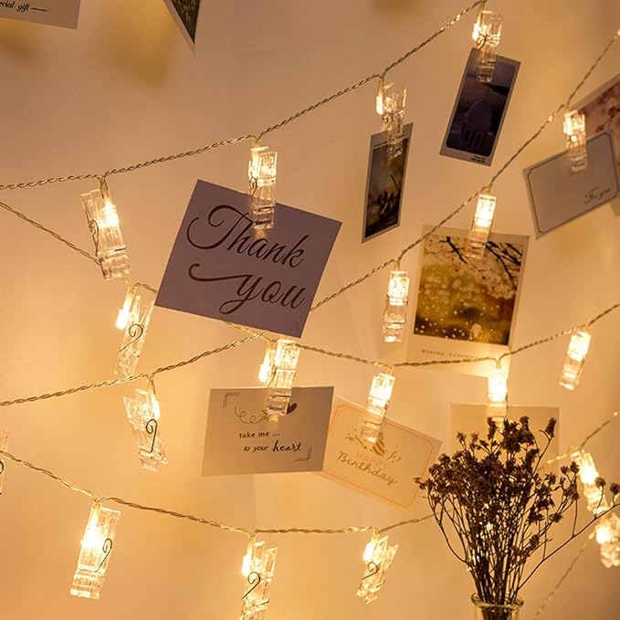 Dopheuor Photo Clip String Lights LED Fairy Clip String Lights Hanging Photo - Image 8