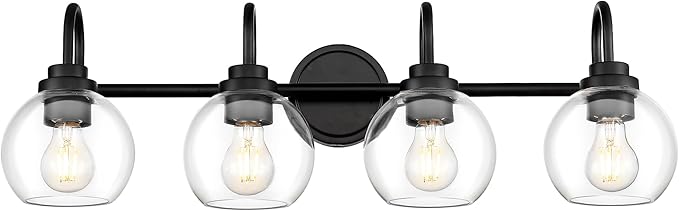 Bathroom Light Fixtures, 4-Light Matte Black Vanity Lights by Audickic