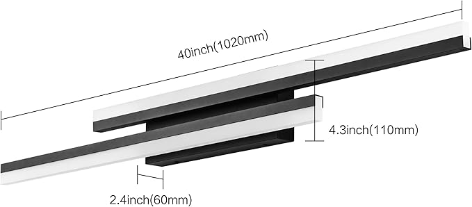 PRESDE 40 Inch LED Bathroom Vanity Light Bar, Modern Black Wall Lighting - Image 5