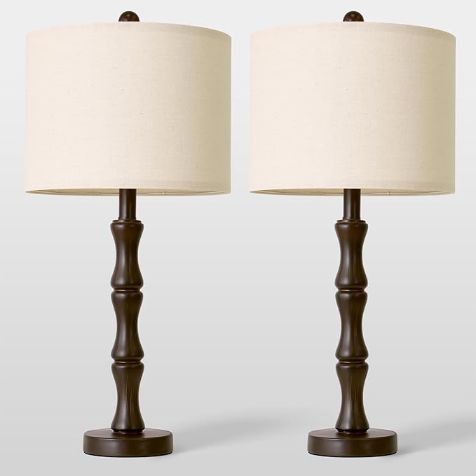BOBOMOMO 25" Classic Table Lamps Set of 2, Farmhouse Nightstand Lamps - Image 5
