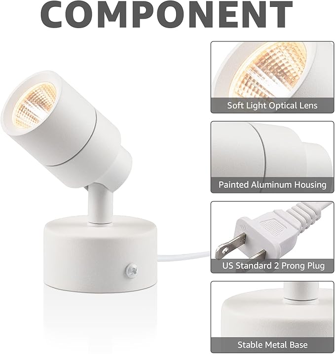 SUNVIE 2 Pack LED Up Lights Indoor, 3W Spot Lights - Image 6