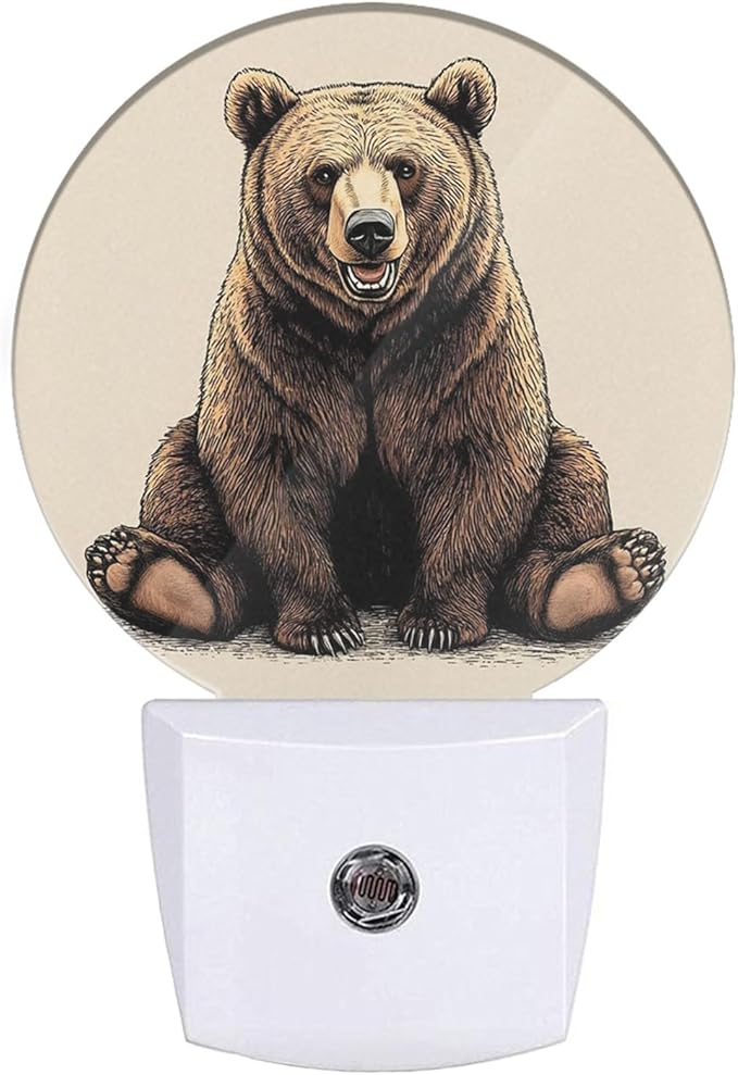 EKOBLA Cabin Bear Night Lights Plug into Wall Lovely Brown Bear Animal Wild by EKOBLA