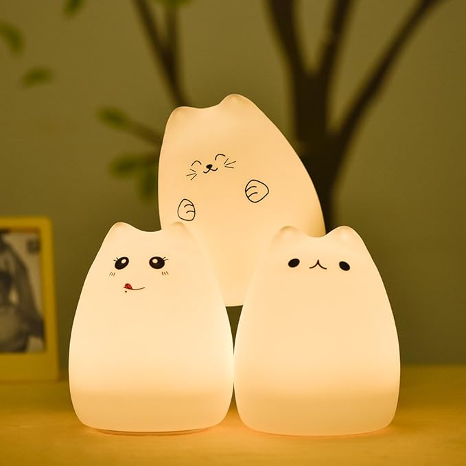 WoneNice Cute Kitty Night Light, Rechargeable Silicone Cute Lamp - Image 8