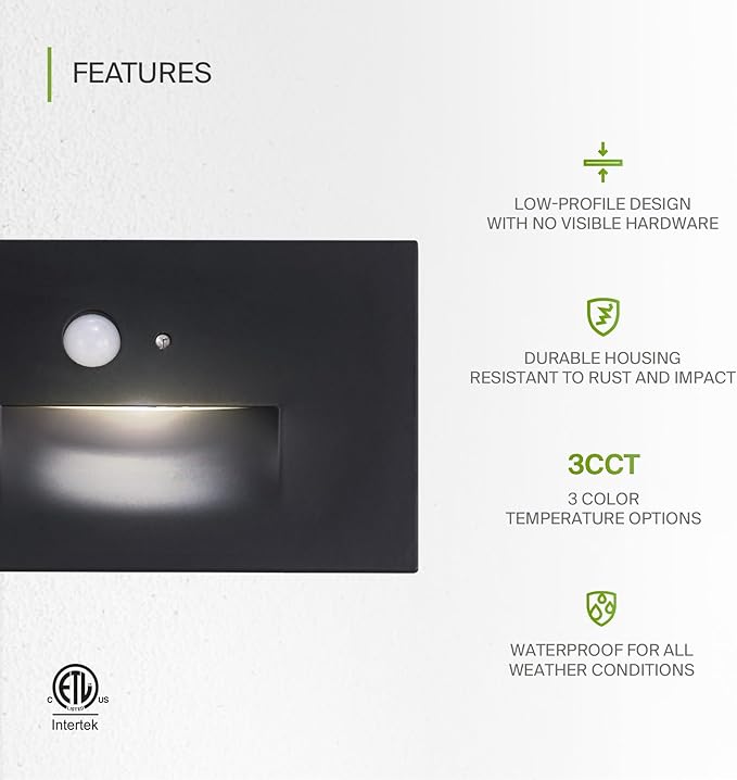 ASD LED Recessed Step Light Fixture, Dusk to Dawn Outdoor Tread Lighting | 3CCT - Image 3