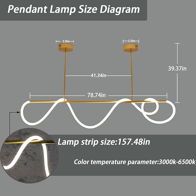 Modern Pendant Lights, Pendant Lights Kitchen Island, Remote Control Dimmable - Image 9