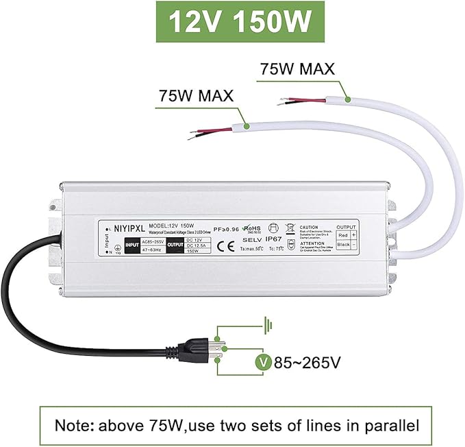 LED Driver 150 Watts Waterproof IP67 Power Supply Transformer Adapter 85V-265V - Image 7