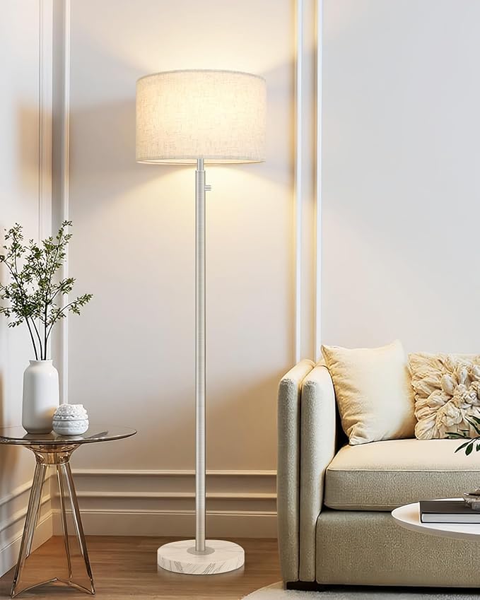 Brushed Nickel Floor Lamp for Living Room, Modern Standing Lamp - Image 4