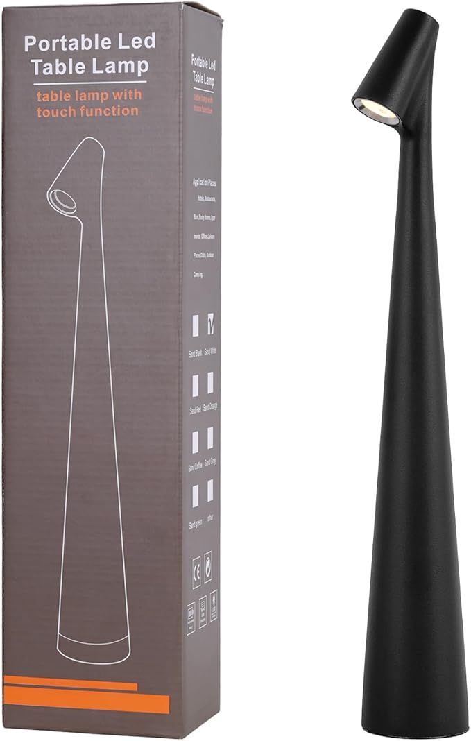 Cordless Small Table Lamps, 3 Levels Brightness Portable Desk Lamp, by Hebangya