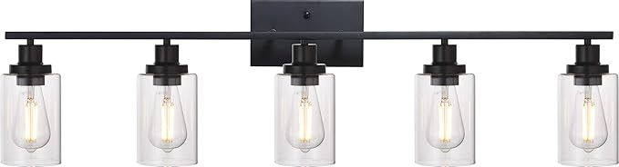 MELUCEE 40 Inches Length 5-Light Bathroom Vanity Light Fixtures Black by MELUCEE