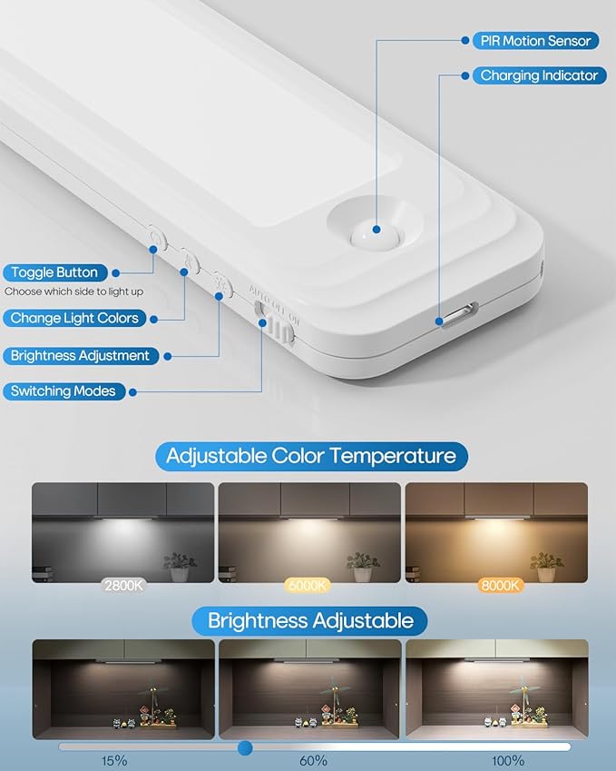 HIBOITEC Under Cabinet Lighting Motion Sensor Wireless, 56 LED Lights - Image 3
