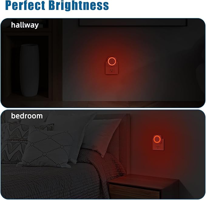 Red Night Lights Plug into Wall, 4 Packs Dimmable Night Light - Image 6