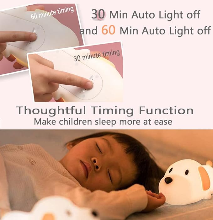 HAPPYBAG Kids Night Light, Cute Soft Silicone Dog Lamp Dimmable Nursery - Image 4