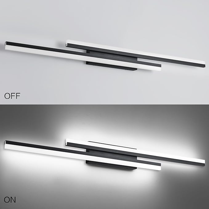 PRESDE 48 Inch Bathroom Light Fixtures Black Vanity Light Bar LED Modern Bath - Image 6
