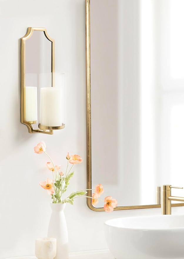Kate and Laurel Ciel Glam Mirrored Wall Sconce; 6 x 5 x 16; Gold; Modern - Image 4