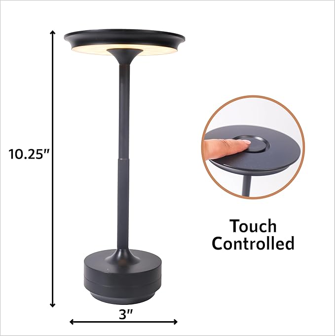10 Pack - Black Rechargeable Cordless Table Lamps, Portable LED Desk Lamps - Image 4