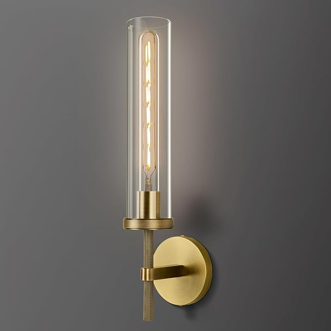 Brass Wall Sconce 19.48" Handcrafted Vintage Wall Lamp by FAMDECOL