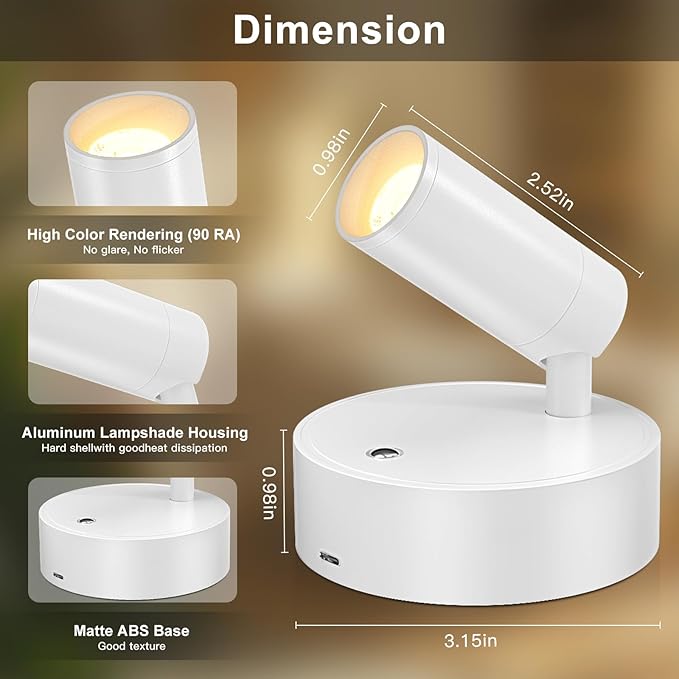 Kimjo Spot Lights Indoor, Rechargeable Plant Spotlight Indoor, Wireless LED Up - Image 6