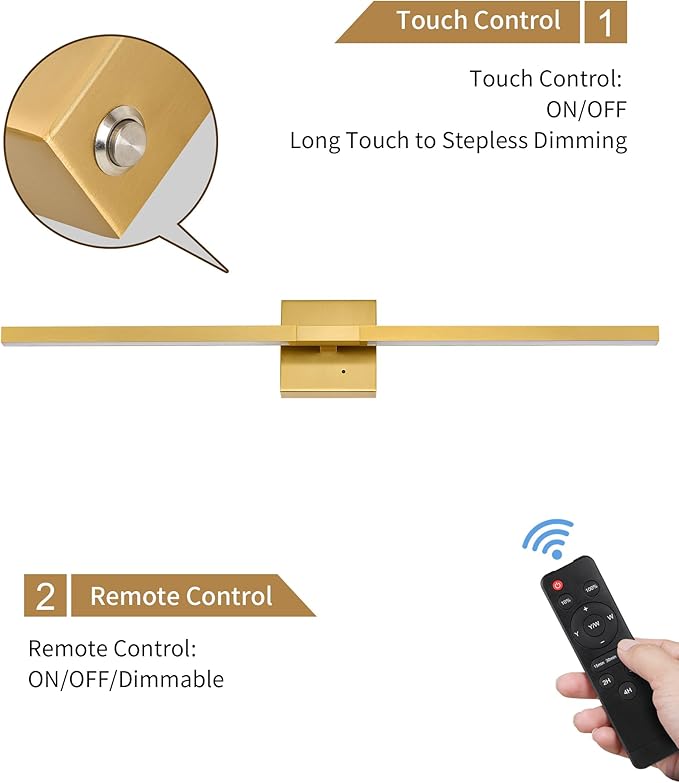 32 Inch Rechargeable Battery Operated Wall Sconce Set of Two, 8000mAh Cordless - Image 6