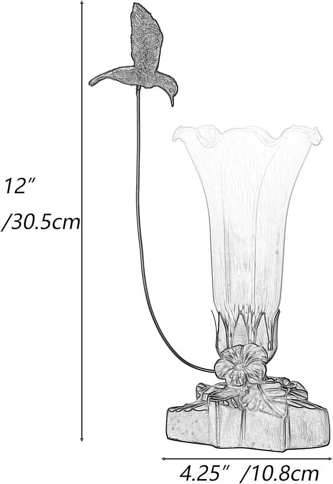 Bieye LL10 Hummingbird Flying Over Lily Flower Blown Glass Table Lamp - Image 5