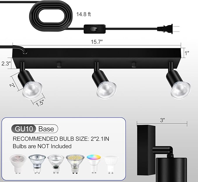 Plug in Track Lighting, Rotatable Track Head, Plug in Ceiling Light Kitchen - Image 4
