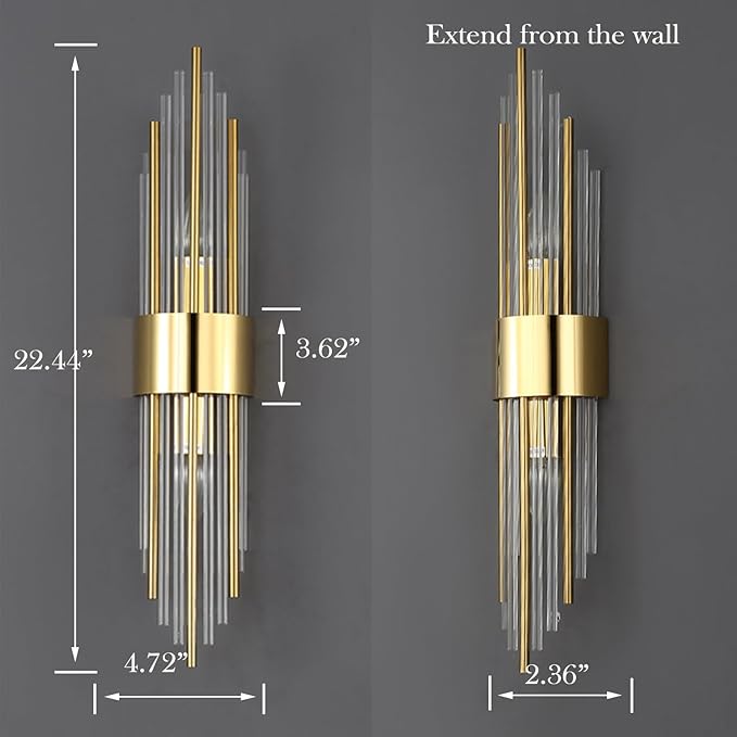 2-Light Modern Brushed Titanium Gold Wall Sconce - Image 3