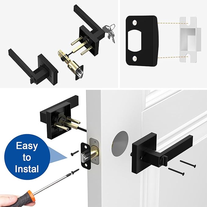 Estmoon Entry Door Handle, Entrance Front Door Lock Heavy Duty Keyed Exterior - Image 5
