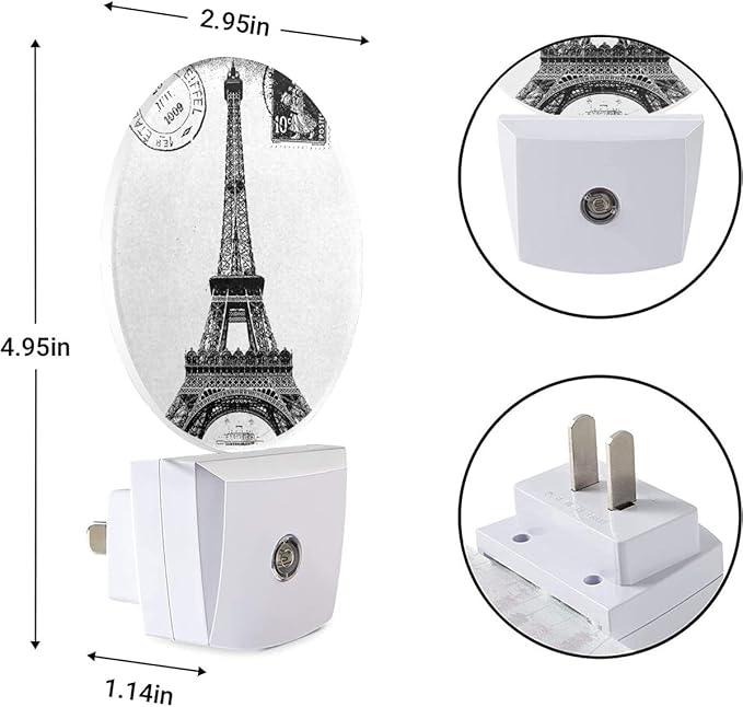 EKOBLA Eiffel Tower Night Light France Paris Landmark Black White Vintage Night - Image 6