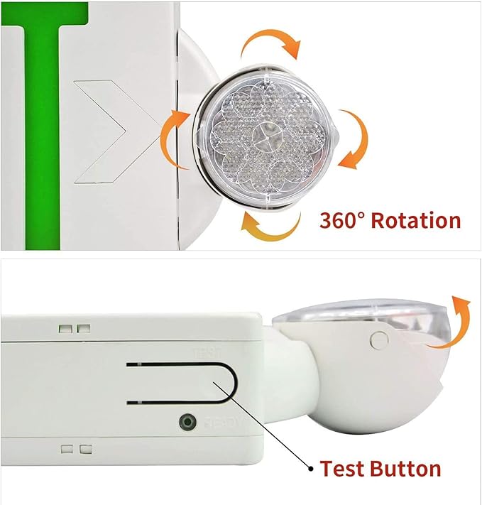 AKT LIGHTING LED Emergency Light & Exit Sign Combo, UL Certified Emergency Exit - Image 3