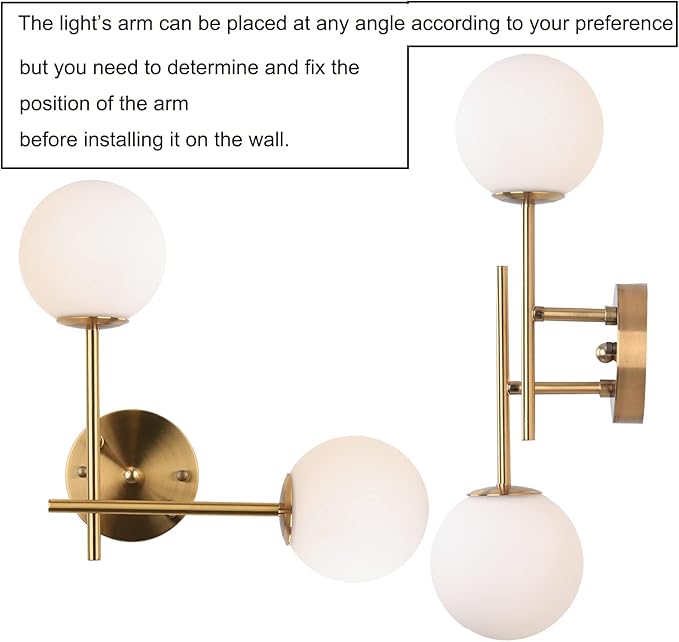 Gold Globe Wall Sconce, 7.5" W x 20" H, G9 Base, Compatible - Image 4