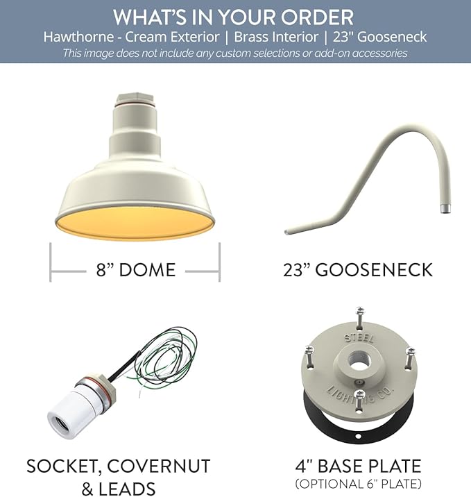 Steel Lighting Co. Hawthorne Barn Light | Outdoor Wall Mounted | 8 inch Dome | - Image 6